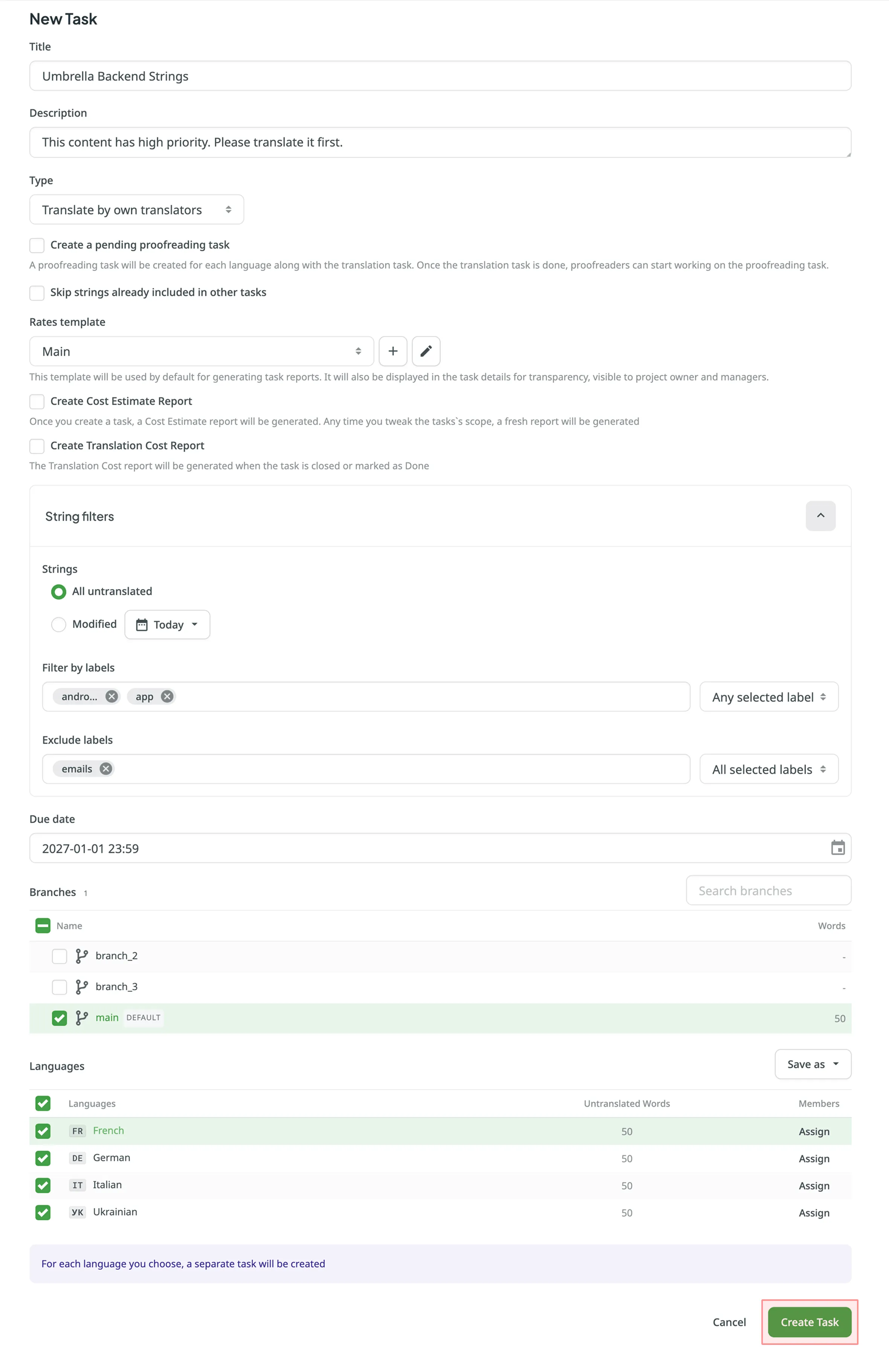 Create Task